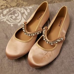 New Torrid Blush Satin Jeweled Flats 11W